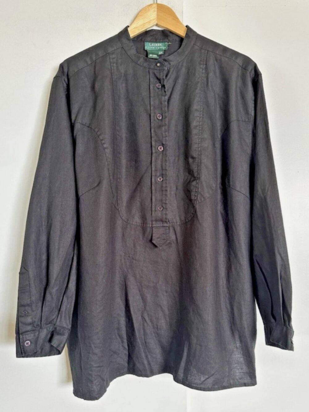 RALPH LAUREN Black Linen Tunic Top 22W